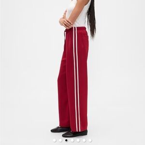 GAP Factory Red Women's Satin Pants with White Stripes